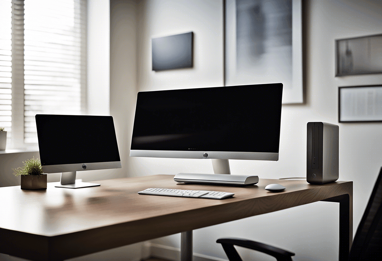 ordinateur de bureau HP tout-en-un moderne et élégant station de travail tout-en-un HP avec écran tactile lumineux