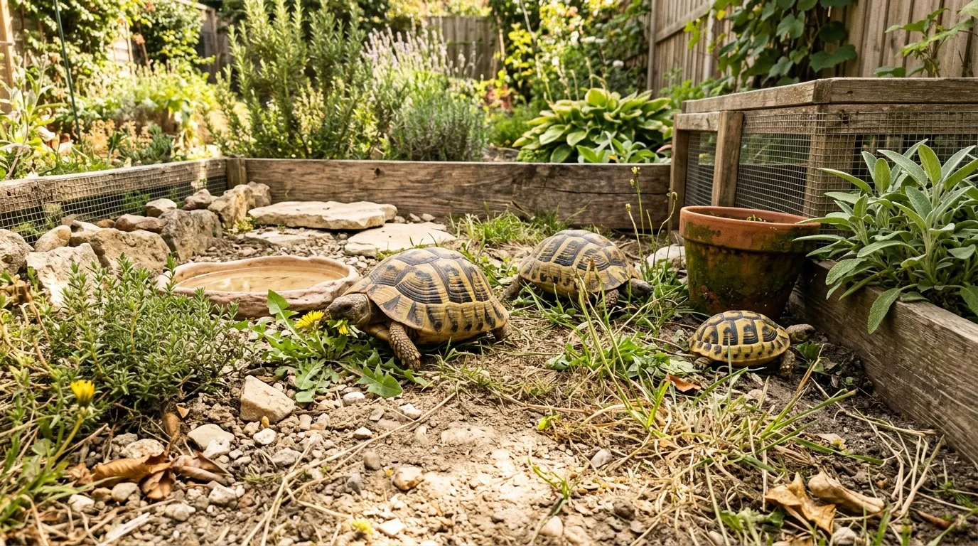 Enclos pour tortue de terre : aménagement extérieur
