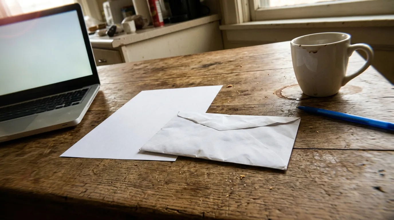 Lettre réclamation prélèvement bancaire abusif Bureau en bois avec laptop, mug de café, papiers et stylo bleu